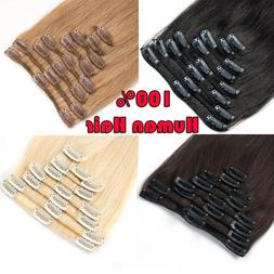 CLEARANCE Clip in Human Hair Extensions Full Head 100% Real 