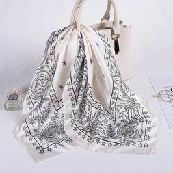 Silk Feel Square Scarf Hair Band Foulards Neckerchief Turban